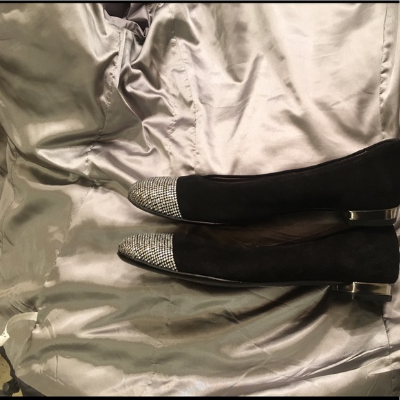 AGL Black Suede with Silver Rhinestones Flats - Picture 4 of 4